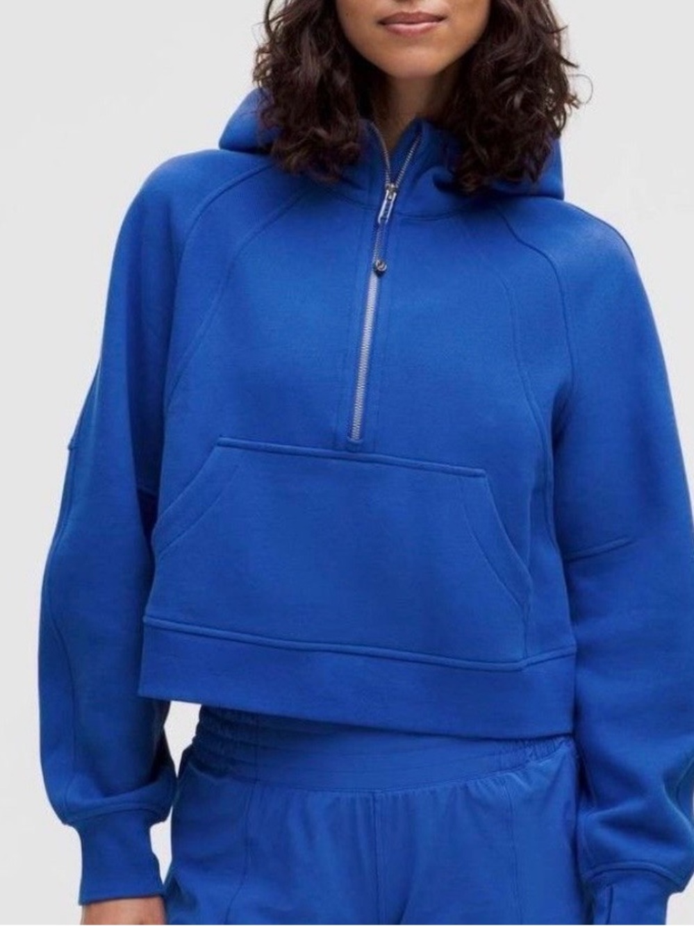 Lululemon Scuba Half Zip Hoodie Hawaiian Blue M/L Funnel Neck Kangaroo Pockets